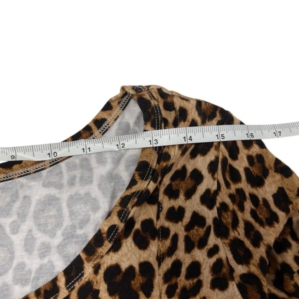 Torrid 1 Brown Leopard Print Long Sleeve Scoop Neck Super Soft Top‎ Mobwife